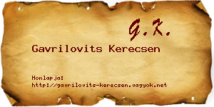 Gavrilovits Kerecsen névjegykártya